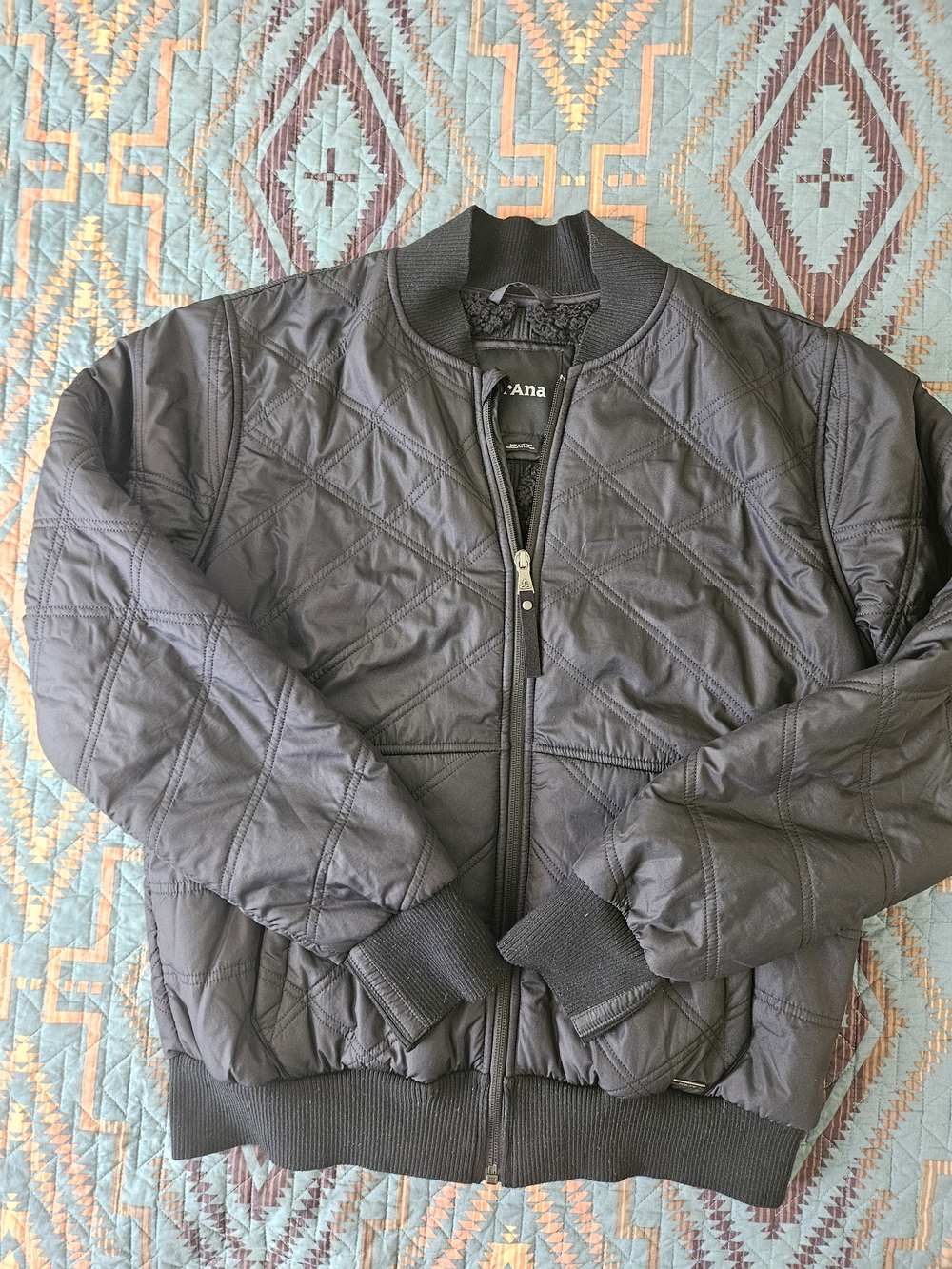 Prana Elsa Quilted Bomber Jacket in Black